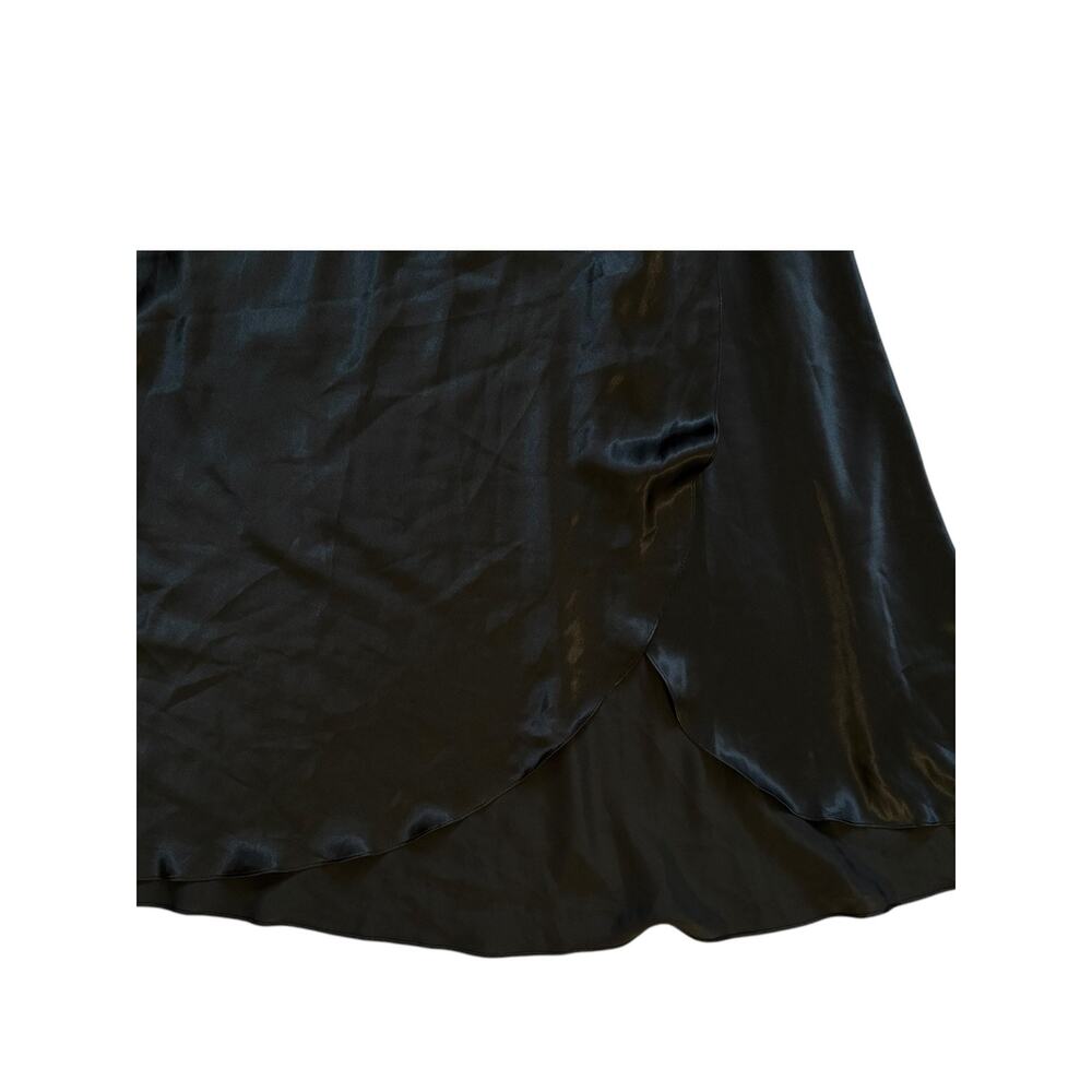 VS Y2K Sleepwear Black Satin Lace Midi Slip Dress Bias Cut thigh high Slit XS - Picture 12 of 12